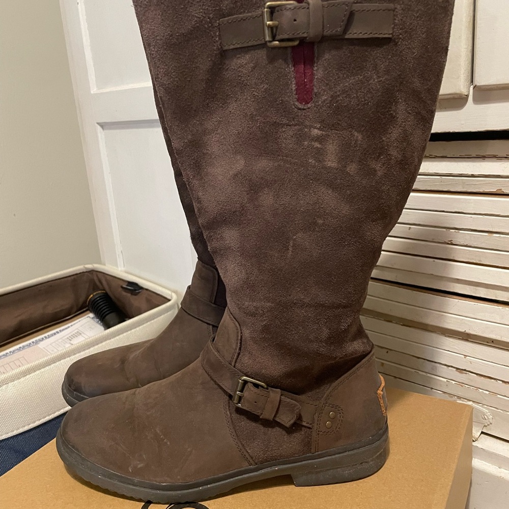 Brown Suede Knee-High Boots